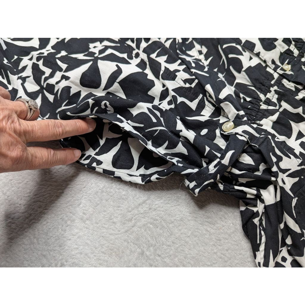 Women's FREE ASSEMBLY Black White Floral Midi Dress L Belt Pockets - Picture 10 of 13